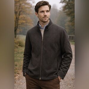 Pringle of Scotland Mens Wool Tweed Coat 40 Zip Up Winter Jacket Plaid Old Money